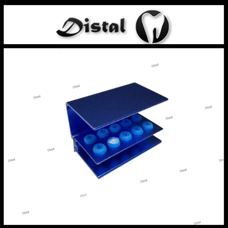 Підставка для борів 10 отворів - алюмінієва з силіконовими вставками, автоклавована колір Синій Підставка для борів 10 отворів - алюмінієва з силіконовими вставками, автоклавована колір Синій