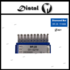 Стоматологічний бор алмазний BR-28 для турбінного наконечника 19 мм Кулястий