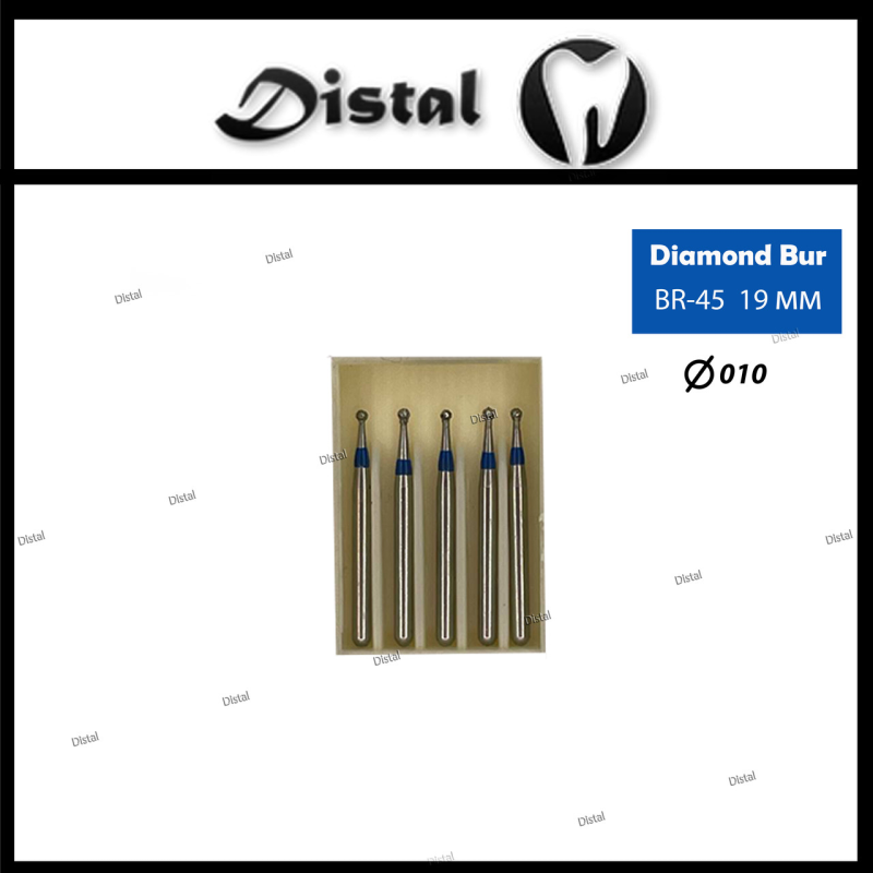 Стоматологічний бор алмазний BR-45 для турбінного наконечника 19 мм Кулястий Стоматологічний бор алмазний BR-45 для турбінного наконечника 19 мм Кулястий