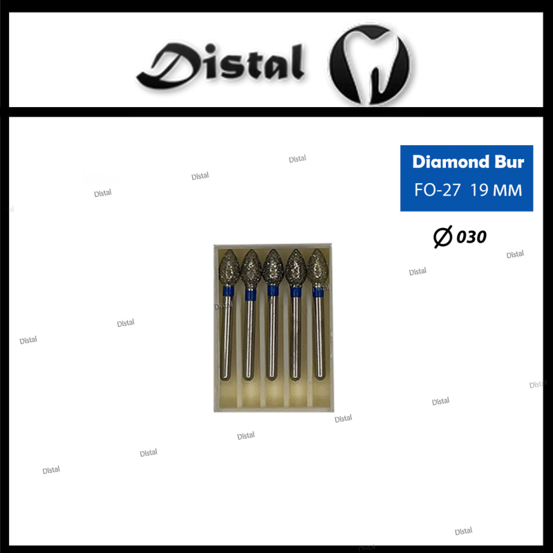 Стоматологічний бор алмазний FO-27 для турбінного наконечника 19 мм Кулястий Стоматологічний бор алмазний FO-27 для турбінного наконечника 19 мм Кулястий