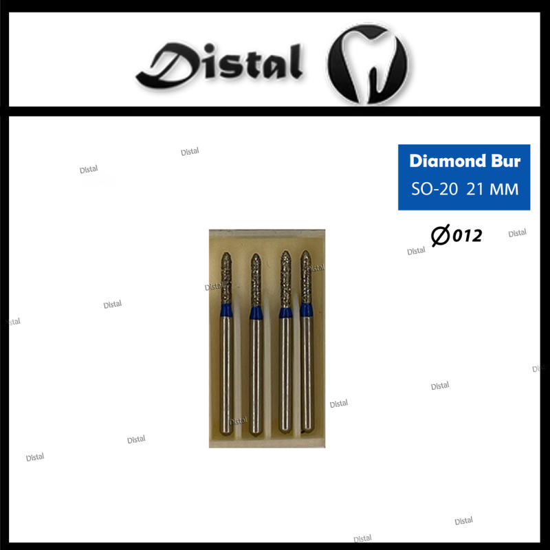 Стоматологічний бор алмазний SO-20 для турбінного наконечника 21 мм Прямий, стрілчастий кінчик Стоматологічний бор алмазний SO-20 для турбінного наконечника 21 мм Прямий, стрілчастий кінчик