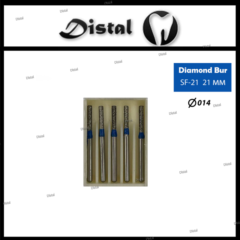 Стоматологічний бор алмазний SF-21 для турбінного наконечника 21 мм Прямий, плоский кінчик Стоматологічний бор алмазний SF-21 для турбінного наконечника 21 мм Прямий, плоский кінчик