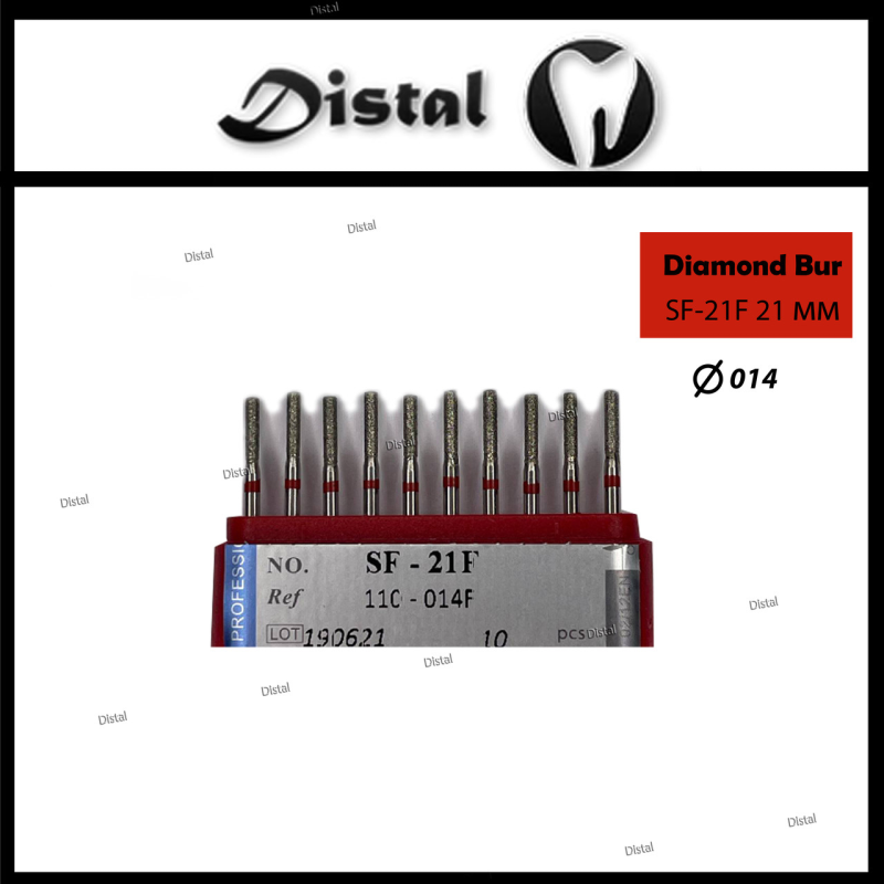Стоматологічний бор алмазний SF-21F для турбінного наконечника 21 мм Прямий, плоский кінчик Стоматологічний бор алмазний SF-21F для турбінного наконечника 21 мм Прямий, плоский кінчик