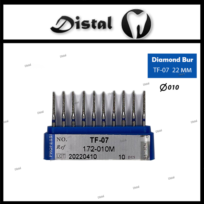 Стоматологічний бор алмазний TF-07 для турбінного наконечника 22 мм Конусоподібний, плаский кінчик Стоматологічний бор алмазний TF-07 для турбінного наконечника 22 мм Конусоподібний, плаский кінчик