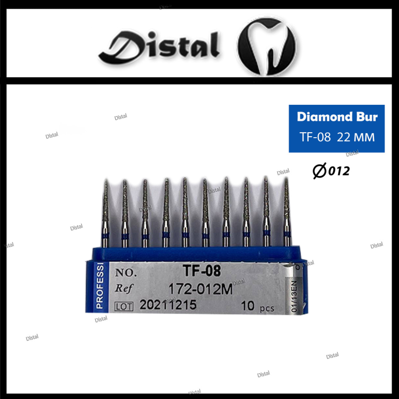 Стоматологічний бор алмазний TF-08 для турбінного наконечника 22 мм Конусоподібний, плаский кінчик Стоматологічний бор алмазний TF-08 для турбінного наконечника 22 мм Конусоподібний, плаский кінчик