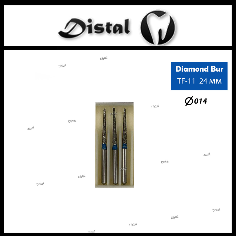 Стоматологічний бор алмазний TF-11 для турбінного наконечника 24 мм Конусоподібний, плаский кінчик Стоматологічний бор алмазний TF-11 для турбінного наконечника 24 мм Конусоподібний, плаский кінчик