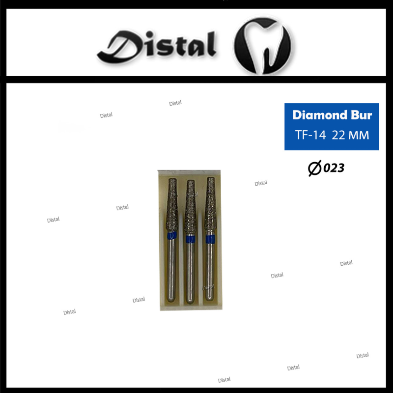 Стоматологічний бор алмазний TF-14 для турбінного наконечника 22 мм Конусоподібний, плаский кінчик Стоматологічний бор алмазний TF-14 для турбінного наконечника 22 мм Конусоподібний, плаский кінчик