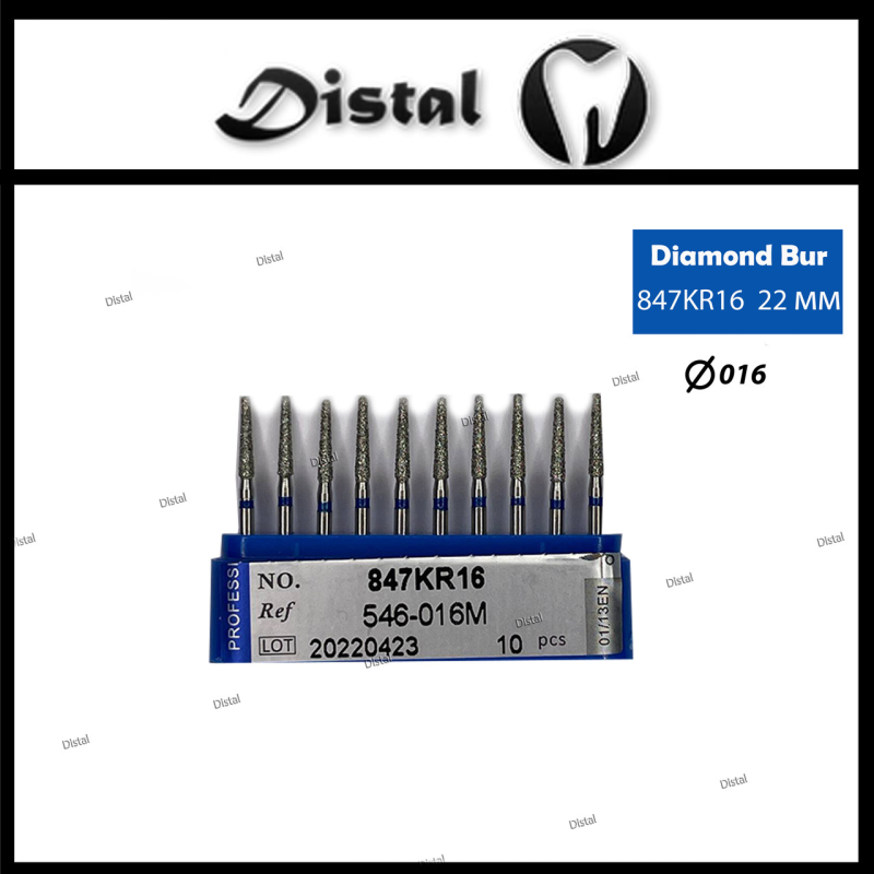 Стоматологічний бор алмазний 847KR16 для турбінного наконечника 22 мм Конус Круглый кінчик Стоматологічний бор алмазний 847KR16 для турбінного наконечника 22 мм Конус Круглый кінчик