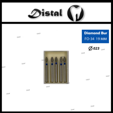 Стоматологічний бор алмазний FO-34 для турбінного наконечника 19 мм Полум“яподібний