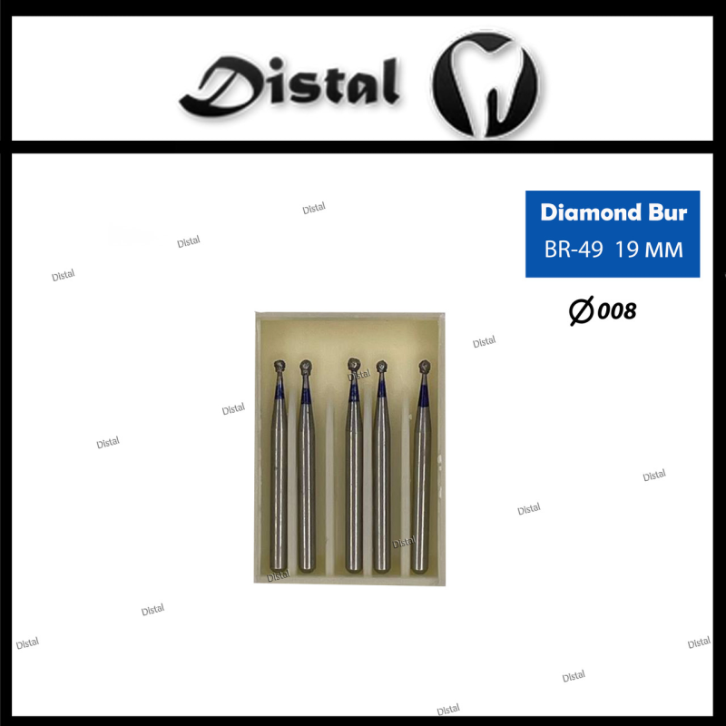 Стоматологічний бор алмазний BR-49 для турбінного наконечника 19 мм Кулястий Стоматологічний бор алмазний BR-49 для турбінного наконечника 19 мм Кулястий
