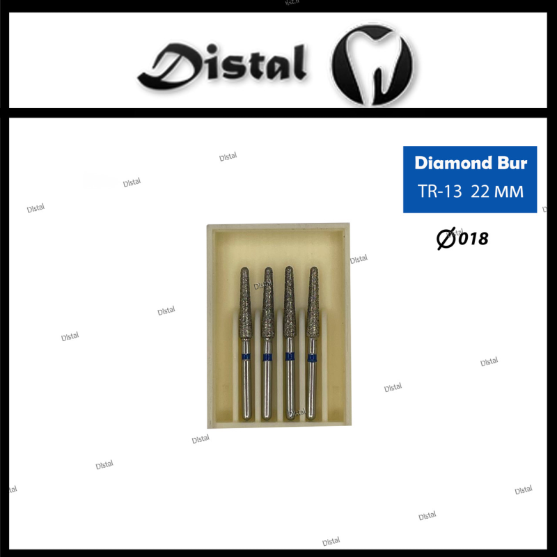 Стоматологічний бор алмазний TR-13 для турбінного наконечника 22 мм Конусоподібний, закруглений кінчик Стоматологічний бор алмазний TR-13 для турбінного наконечника 22 мм Конусоподібний, закруглений кінчик