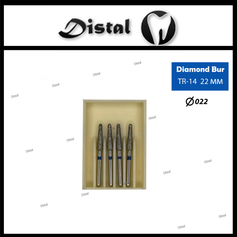 Стоматологічний бор алмазний TR-14 для турбінного наконечника 22 мм Конусоподібний, закруглений кінчик Стоматологічний бор алмазний TR-14 для турбінного наконечника 22 мм Конусоподібний, закруглений кінчик