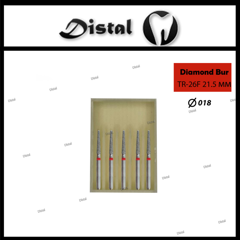 Стоматологічний бор алмазний TR-26F для турбінного наконечника 21.5 мм Конусоподібний, закруглений кінчик Стоматологічний бор алмазний TR-26F для турбінного наконечника 21.5 мм Конусоподібний, закруглений кінчик