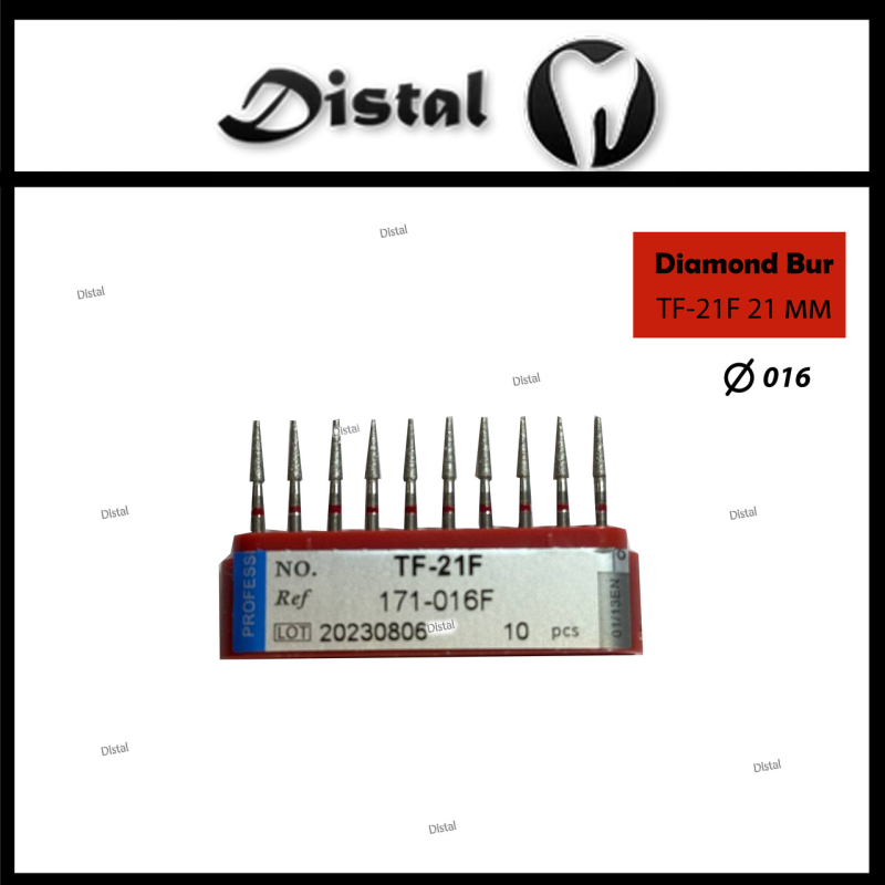 Стоматологічний бор алмазний TF-21F для турбінного наконечника 21 мм Конусоподібний, плаский кінчик Стоматологічний бор алмазний TF-21F для турбінного наконечника 21 мм Конусоподібний, плаский кінчик