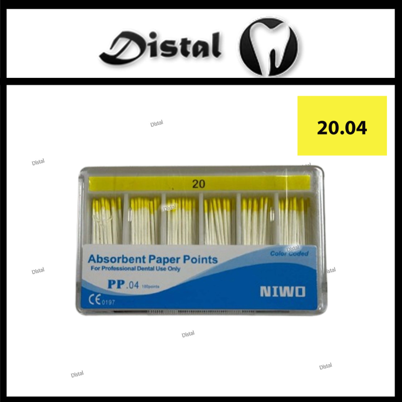 Штифти паперові NIWO конусні №20.04, 100 шт Absorbent Paper Points Штифти паперові NIWO конусні №20.04, 100 шт Absorbent Paper Points