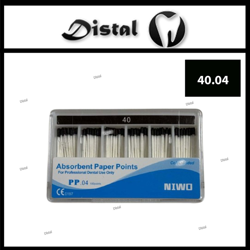 Штифти паперові NIWO конусні №40.04, 100 шт Absorbent Paper Points Штифти паперові NIWO конусні №40.04, 100 шт Absorbent Paper Points