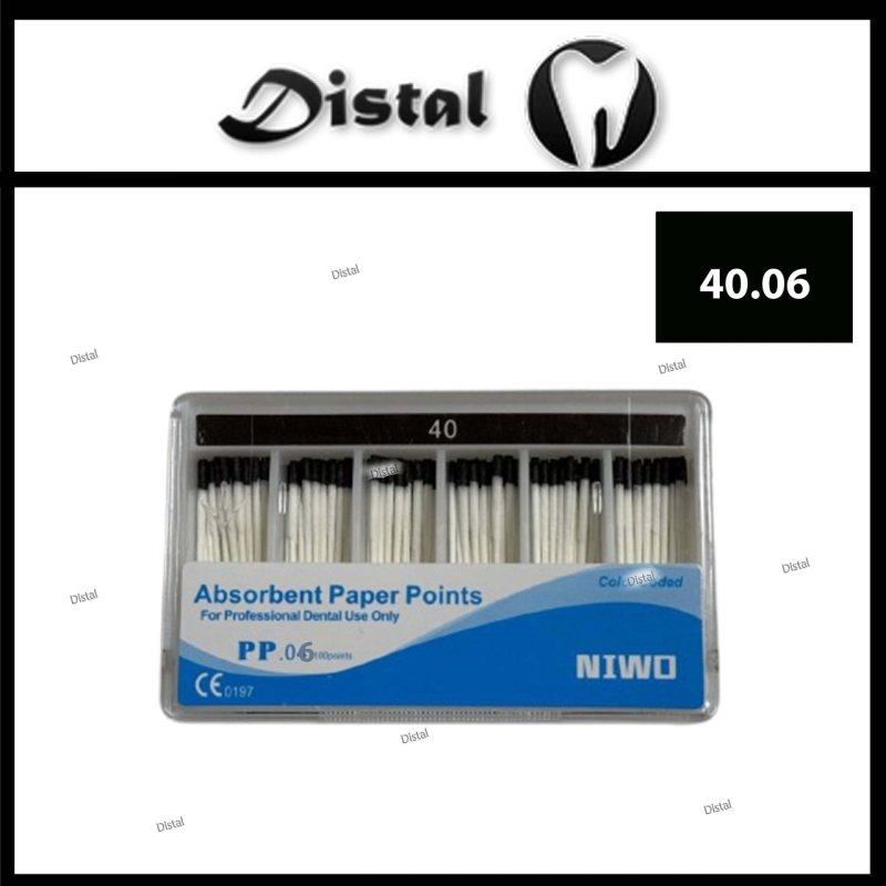Штифти паперові NIWO конусні №40.06, 100 шт Absorbent Paper Points Штифти паперові NIWO конусні №40.06, 100 шт Absorbent Paper Points
