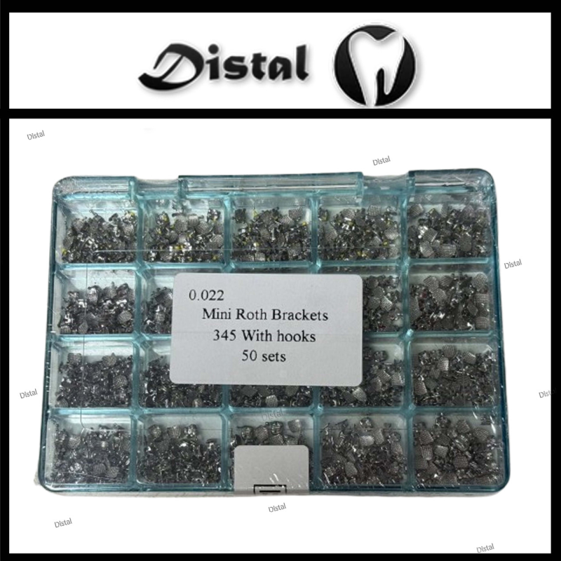 Набір металевих брекетів Mini Roth Brackets 0.022 w/h 345, 50 сетів, 1000 шт Набір металевих брекетів Mini Roth Brackets 0.022 w/h 345, 50 сетів, 1000 шт