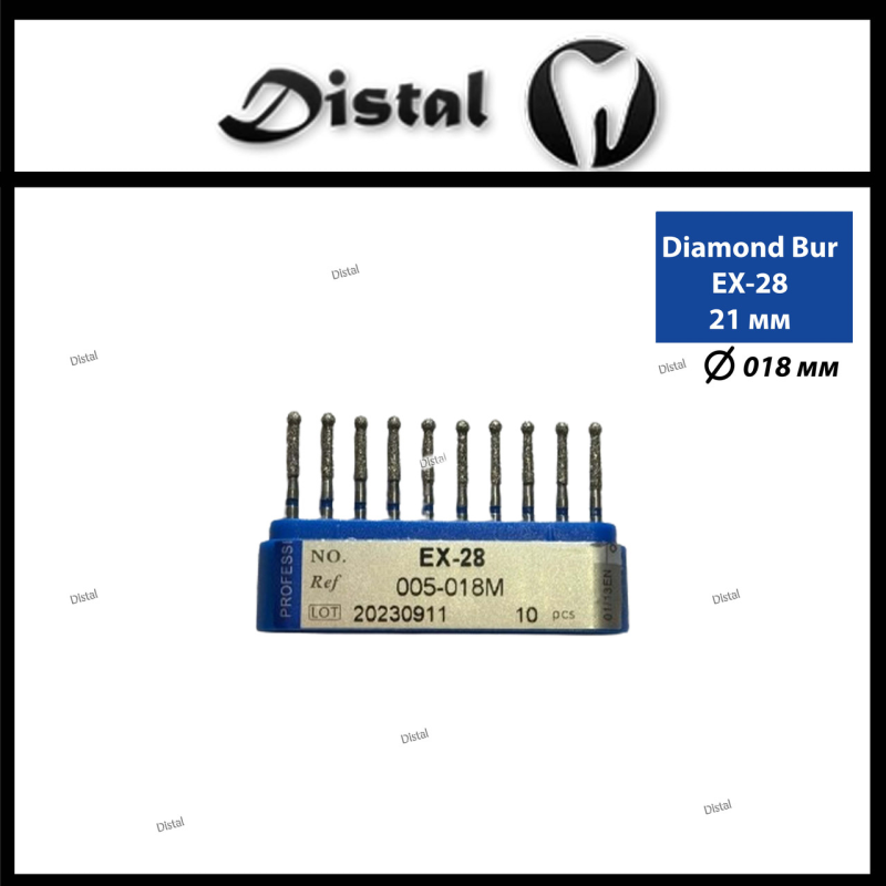 Стоматологічний бор алмазний EX-28 для турбінного наконечника 21 мм Cпеціальна форма Стоматологічний бор алмазний EX-28 для турбінного наконечника 21 мм Cпеціальна форма